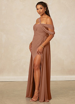 Christian Siriano Bridal for Azazie 1014 Bridesmaid Dresses Bronzer A-Line Off the Shoulder Chiffon Dress image14