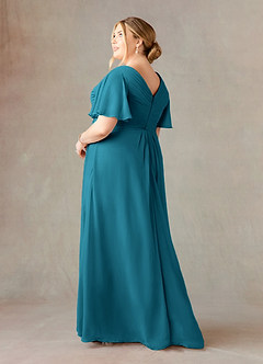 Azazie Morning Glory Abiti per la Madre della Sposa Abito A-Line in Chiffon Increspato con Scollo a V Blu Inchiostro image8