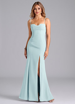 Azazie Wynni Bridesmaid Dresses Sea Glass Mermaid Corset Chiffon Dress image3