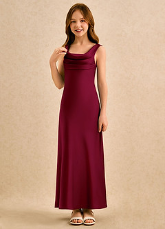Azazie Raspberry Girls Formal Flower Girl Klänningar Klä A-Line i Stretch Satin Plisserad image5