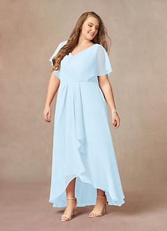 Azazie Eliza Mother of the Bride Dresses Sky Blue A-Line V-Neck Pleated Chiffon Dress image8