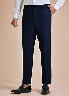 front James Blue Structured Stretch Dress Pants