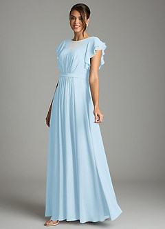 Azazie Daphne vestidos de dama de honor modestos Vestido de Corte En A Volantes Hasta el suelo Gasa image3