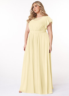Azazie Daphne Modest Bridesmaid Dresses A-Line Ruffled Chiffon Floor-Length Dress image8