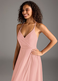 Azazie Davis Bridesmaid Dresses Rosette A-Line Pleated Mesh Dress image7