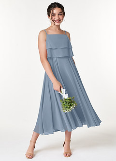 Azazie Ensley Junior Dusty Blue A-Line Pleated Chiffon Dress image5