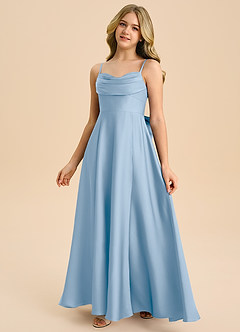 Azazie Bear Junior Powder Blue A-Line Sweetheart Neckline Stretch Satin Dress image4