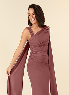 Azazie Franchesca Mother of the Bride Dresses Desert Rose Mermaid Pleated Stretch Chiffon Dress image6