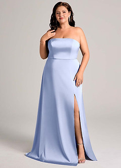 Azazie Wren Bridesmaid Dresses Ice A-Line Strapless Stretch Satin Convertible Dress image10