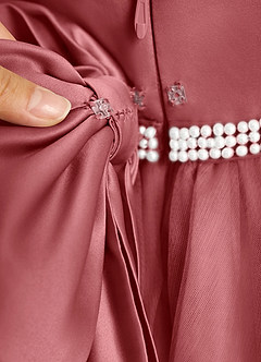 Azazie Firefly Blumenmädchenkleider A-Linie Schleifen Matte Satin Kleid Antike Rose image8