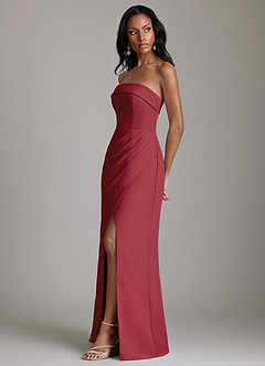 Azazie Aretha Bridesmaid Dresses Pomegranate A-Line Strapless Chiffon Dress image6