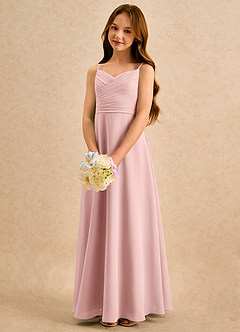 Azazie Hollie Girls Formal Final Sale Dusty Sage A-Line Sweetheart Neckline Chiffon Dress image5