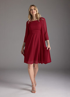 Azazie Sunny Mère de la mariée Robes Robe Trapèze en Maille Plissée Bourgogne image3