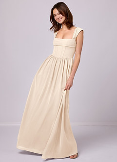 Barbie ♥ Azazie Bridesmaid Dresses White Alabaster A-Line Corset Chiffon Dress image4