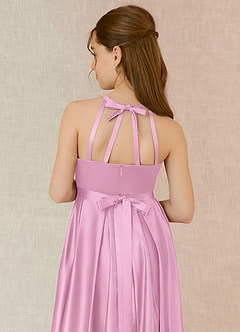 Azazie Arianthe Junior Robe Trapèze en Satin extensible Avec poches Rose Bonbon image7