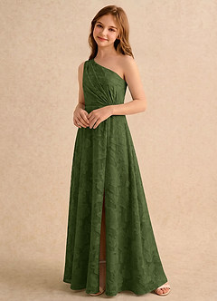 Azazie Pudles Girls Formal Flower Girl Klänningar Klänning A-linje i Blommig Utbrändhet One-shoulder image5