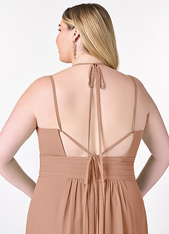 Azazie Farren Bridesmaid Dresses Champagne Rose A-Line Pleated Chiffon Convertible Dress image14