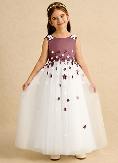 Azazie Eleni Flower Girl Dresses Ivory Desert Rose Ball-Gown Bow Tulle Dress image4