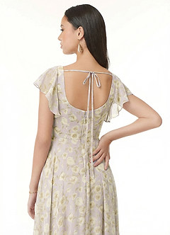 Azazie Bondi Bridesmaid Dresses Lilac Dreamy Floral A-Line Ruffled Chiffon Dress image3