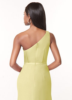 Azazie Liza Jurken voor bruidsmeisjes Jurk van Chiffon met Zeemeermin One-Shoulder Citroensorbet image3