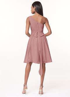 Azazie Katrina Jurken voor bruidsmeisjes Jurk van Chiffon met A-Lijn One-Shoulder Stoffige Roos image2