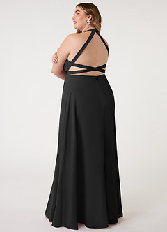 Azazie Clarice Bridesmaid Dresses Black A-Line Halter Chiffon Dress image12