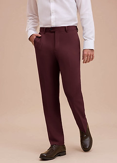 front Ethan Cabernet Refined Weave Dress Pants