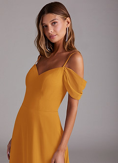 Azazie Marley Jurken voor bruidsmeisjes Converteerbaar Jurk van Chiffon met A-Lijn Off the Shoulder Boterbabbelaar image8