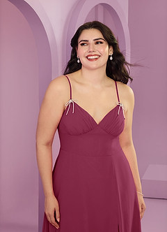 Barbie ♥ Azazie Bridesmaid Dresses Mulberry A-Line with Pockets Chiffon Dress image5