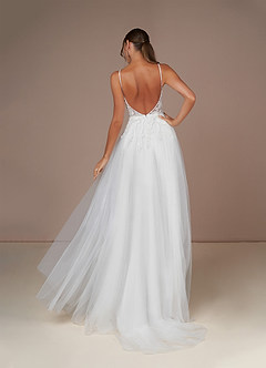Azazie Celandine Wedding Dresses A-Line V-Neck Sequins Tulle Chapel Train Dress image3