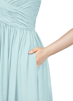 Azazie Angie Bridesmaid Dresses Sea Glass A-Line Corset Chiffon Dress image10