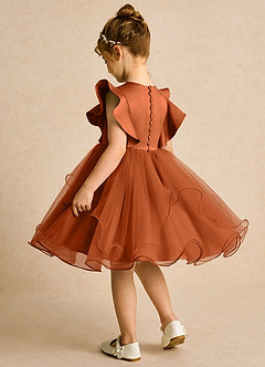 Azazie Chirp Robe Demoiselle D'honneur Fillette Robe Princesse en Tulle Orange Brûlée image4