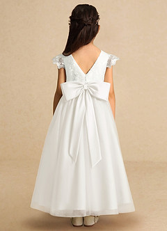 Azazie Pookie Flower Girl Dresses Ivory A-Line Lace Tulle Dress image5