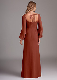 Azazie Charissa Bridesmaid Dresses Auburn Sheath Long Sleeve Chiffon Dress image6