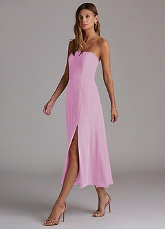 Azazie Wren Bridesmaid Dresses Candy Pink A-Line Strapless Chiffon Dress image3
