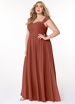Azazie Zapheira Bridesmaid Dresses Auburn A-Line Ruched Chiffon Dress image7