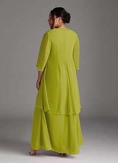 Azazie Manuella Mère de la mariée Robes Robe Trapèze en Mousseline de soie Col V plissé Citronnelle image15