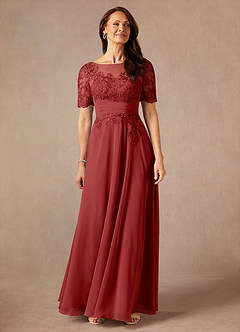 Azazie Raissa Mother of the Bride Dresses Rust A-Line Lace Chiffon Dress image5