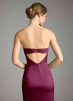 Azazie Leonis Bridesmaid Dresses Mulberry Mermaid Pleated Stretch Satin Convertible Dress image7