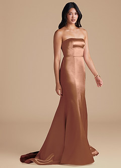 Azazie Aura Brautjungfernkleider Wandelbar Meerjungfrau-Linie Convertible Metallischer Satin Kleid Bronzer image5