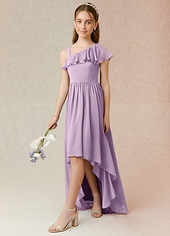 Azazie Mango Junior Robe Trapèze en Mousseline de soie Rayé Frostiges Flieder image3