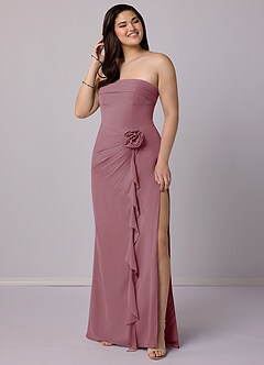 Barbie ♥ Azazie Bridesmaid Dresses Vintage Mauve Sheath Strapless Chiffon Convertible Dress image7