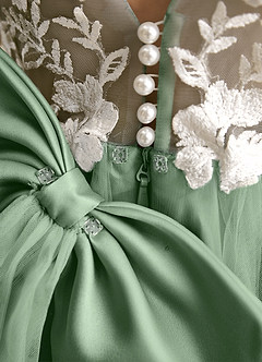 Azazie Mixie vestidos de niña de las flores Vestido de Matcha de Encaje de Corte Princesa image8