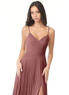 Azazie Vini Bridesmaid Dresses Desert Rose A-Line V-Neck Pleated Chiffon Dress image6