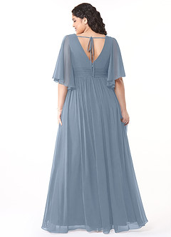 Azazie Temeka Bridesmaid Dresses Dusty Blue A-Line Ruched Chiffon Dress image8