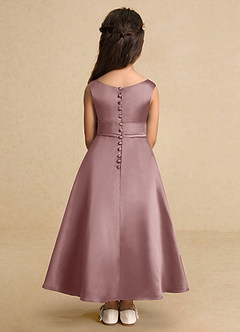 Azazie Lindy Flower Girl Dresses Dusty Rose A-Line Pleated Matte Satin Dress image7