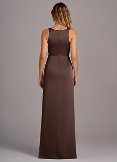 Azazie Wrenlee Bridesmaid Dresses Ganache A-Line Stretch Satin Dress image7