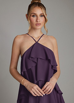 Azazie Deena Robes de demoiselle d'honneur Robe Trapèze en Mousseline de soie Drapé Prune image3