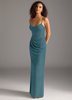 Azazie Mai Bridesmaid Dresses Bermuda Sheath Pleated Mesh Dress image1