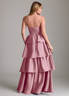 Azazie Faye Bridesmaid Dresses Vintage Mauve A-Line Ruched Stretch Satin Dress image2